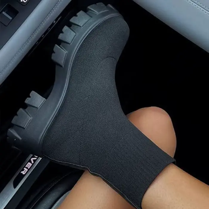 Bottes à plateforme pour femmes, chaussures d'automne et d'été, chaussures à plateforme à enfiler po