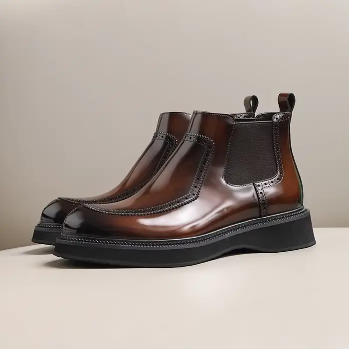 Automne et hiver nouvelles bottes Chelsea britanniques en cuir véritable affaires chaussures montantes
