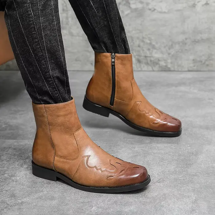 StephanBoots-Bottes de cowboy en cuir véritable pour hommes