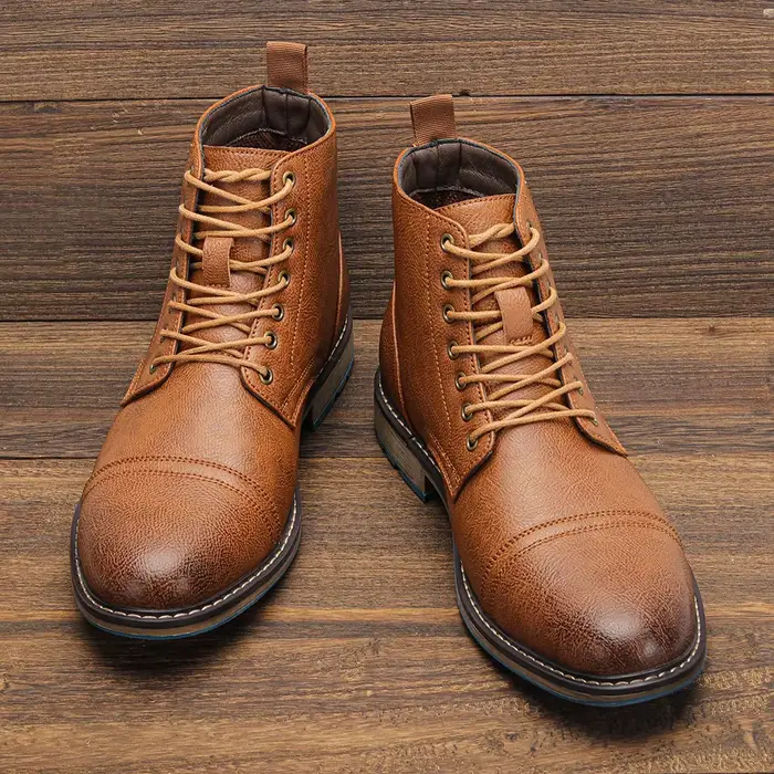 Bottines pour hommes 2025 mode confortable marque chaussures en cuir bottes