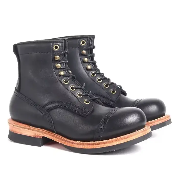 Petites bottes de parachutiste blanches à ligne manuelle, bottes de moto à tête ronde, bottes soudée