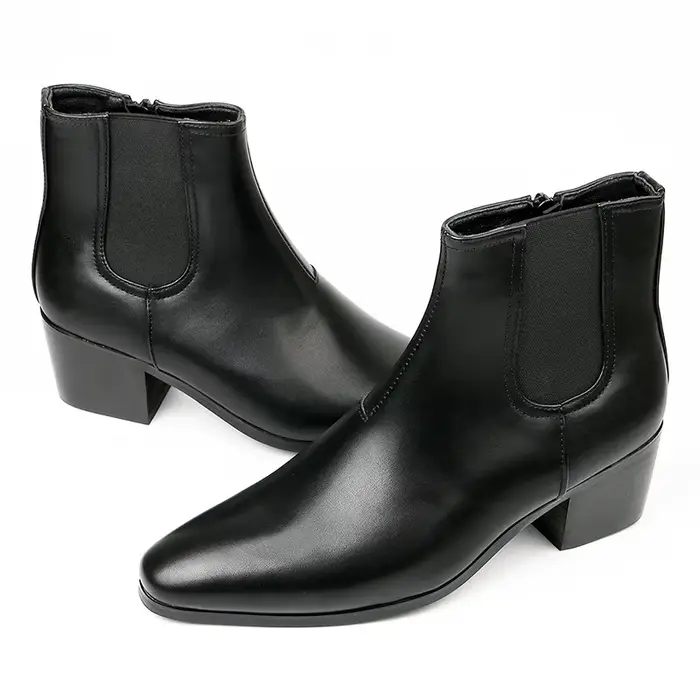 Bottes Chelsea rétro pour homme en PU synthétique, talons élevés, confort et style pour hommes, bottes courtes pointues, options de couleur et de taille, occasions spéciales et quotidiennes