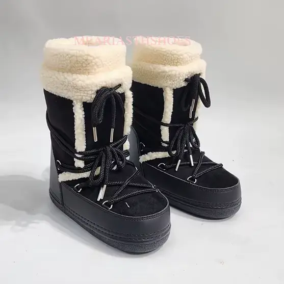 Bottes de neige longues d'hiver pour femmes, bottes de Ski résistantes au froid, chaudes, mi-mollet,