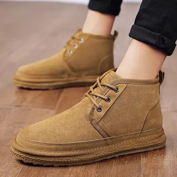Hiver hommes chaussures chaud fourrure bottes de neige imperméable daim