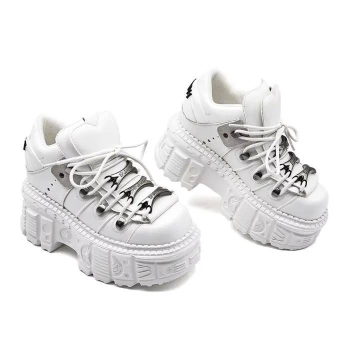 Bottines Punk à plateforme pour femmes, chaussures Rock à bout rond, à lacets, mode rétro, grosses c