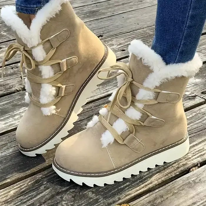 Chaussures d'hiver pour femmes, bottes de neige imperméables et antidérapantes en peluche, isolation