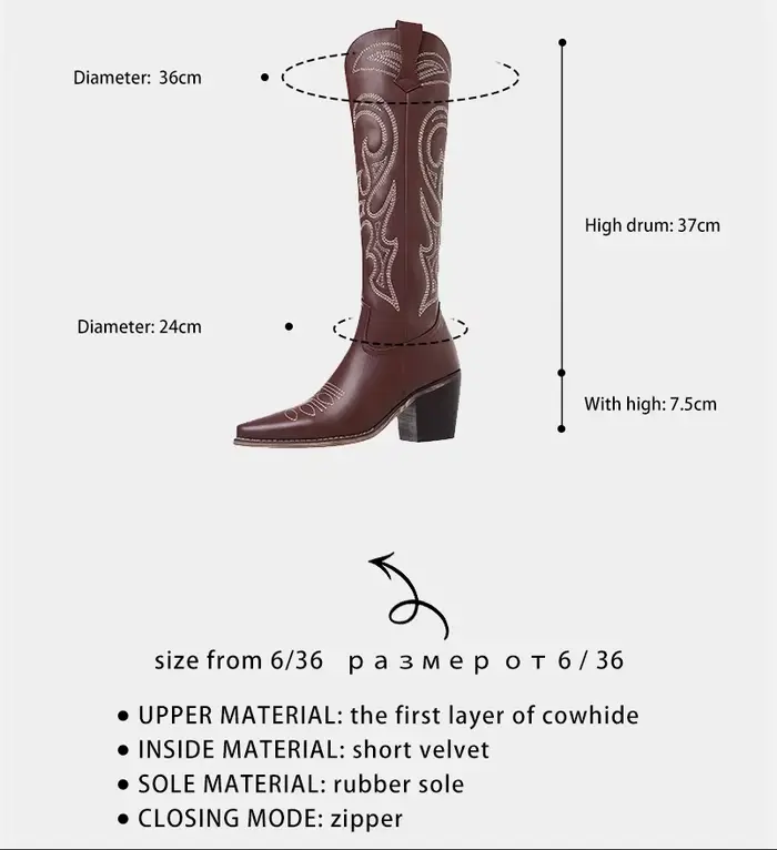 Ods-Bottes de cowboy occidentales brodées pour femmes