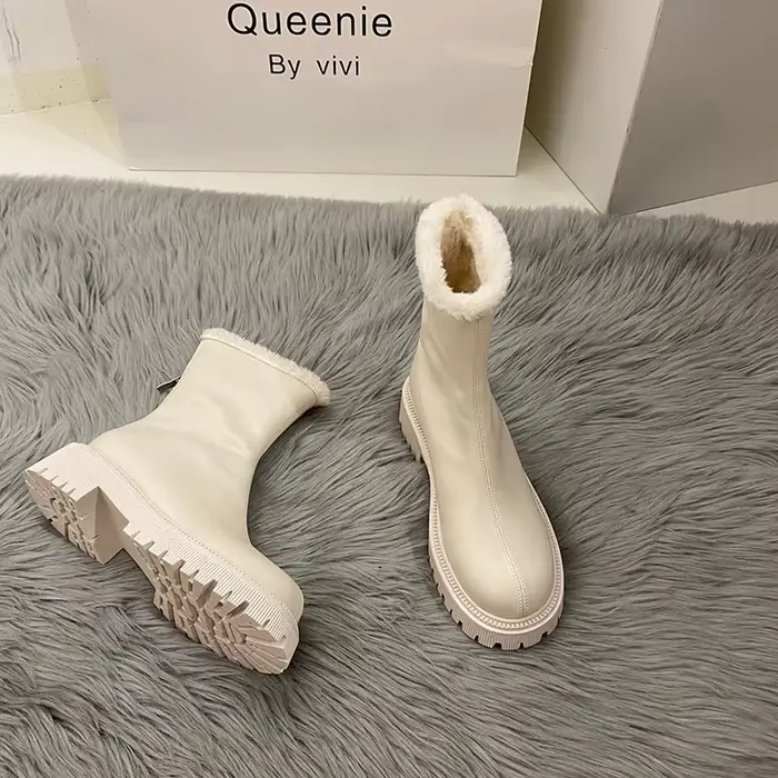 Bottes de neige courtes imperméables en velours pour femmes