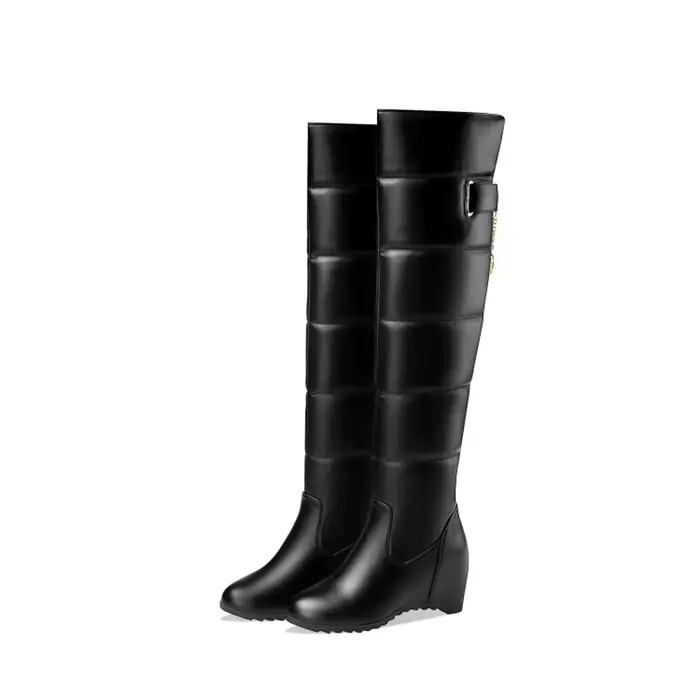 Girseaby dames talon compensé sur les bottes au genou sans lacet talon caché grande taille 44 fête c