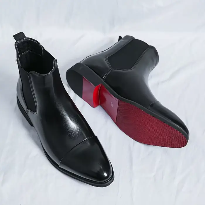 Bottes de Style Britannique en Cuir group Noir pour Homme et Femme, Chaussures d'Extérieur Décontrac