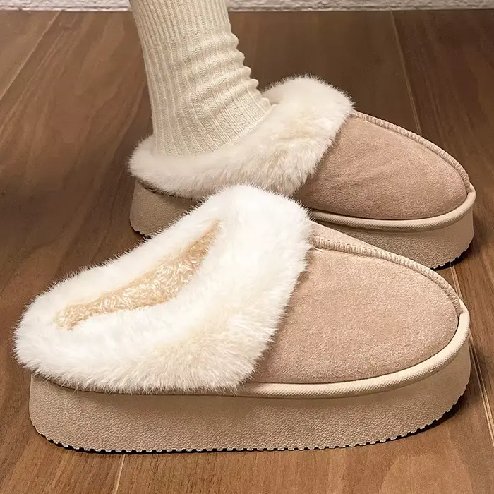Bottines de neige pour femmes, mode d'hiver, plateforme de maison, pantoufles basses, tapis de salon