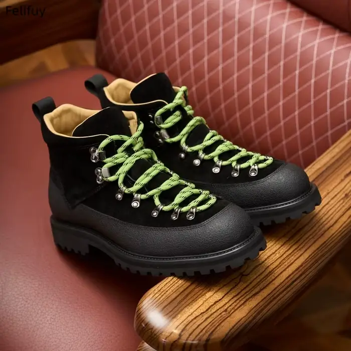 Bottes de travail antidérapantes, bottes montantes en cuir véritable britannique, bottes de randonné