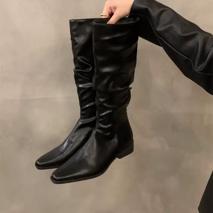 Bottes rétro pointues à talons épais et longs pour femmes, nouvelles bottes empilables simples et él