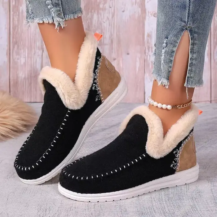 Bottes de neige en daim multi-documents pour femmes, chaussures moelleuses de loisirs, bottes de rin