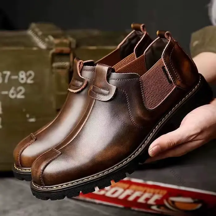Bottes en cuir véritable pour hommes