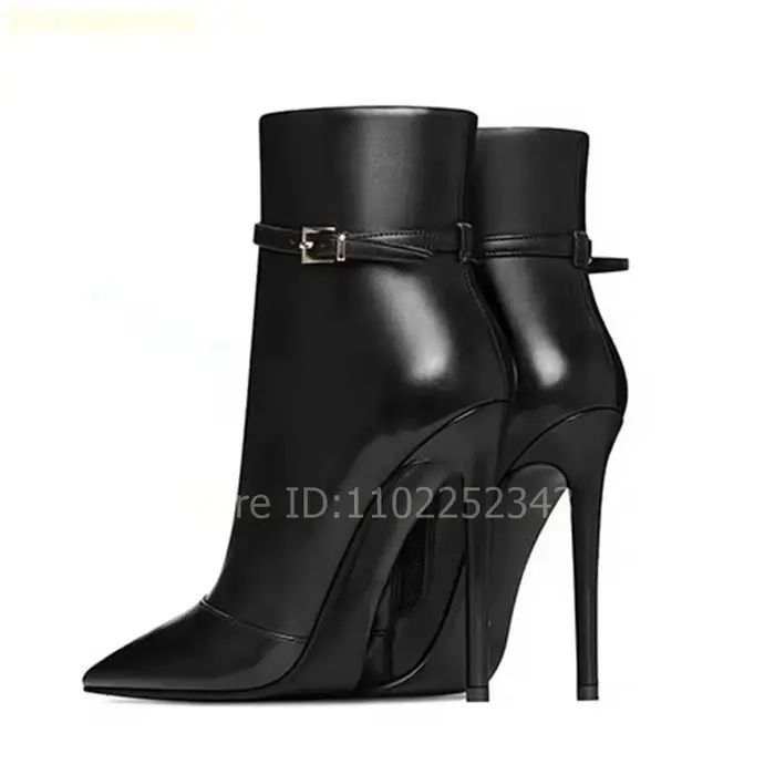 Bottines en cuir noir pour femmes talons aiguilles bout pointu fermeture éclair cheville bottes de bureau occassions spéciales printemps automne 2026