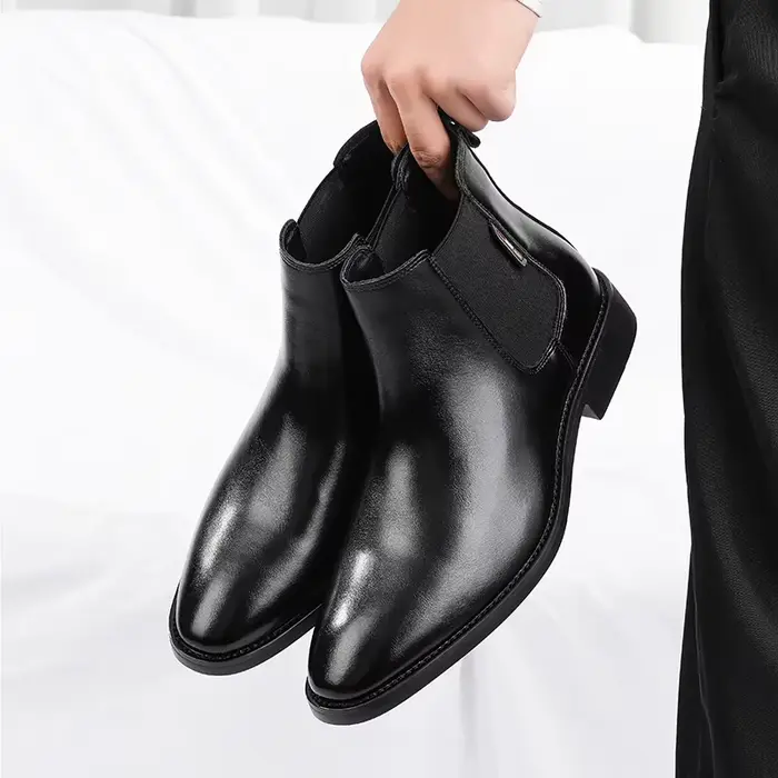 Bottines Chelsea en cuir pour hommes, chaussures d'automne et d'hiver, confortables, antidérapantes,