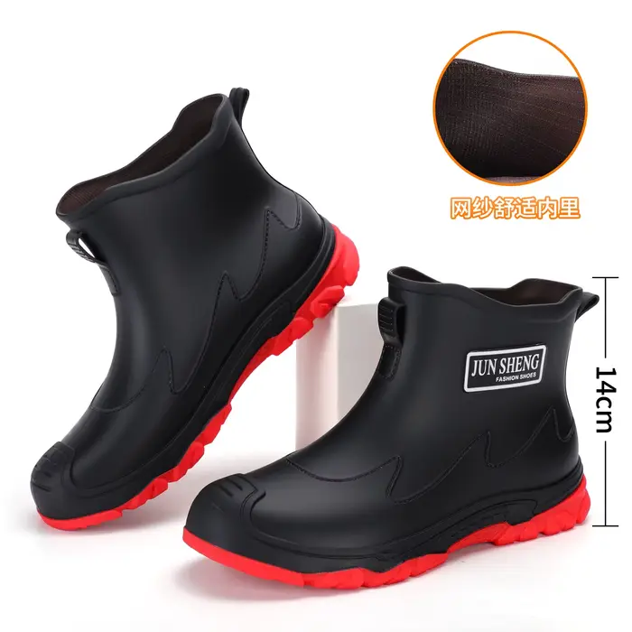 Bottes de pluie courtes unisexes, chaussures en plastique antidérapantes et résistantes à l'usure po