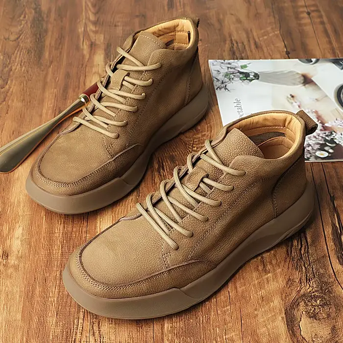 Bottes Chelsea courtes pour hommes en cuir de vachette souple et naturel