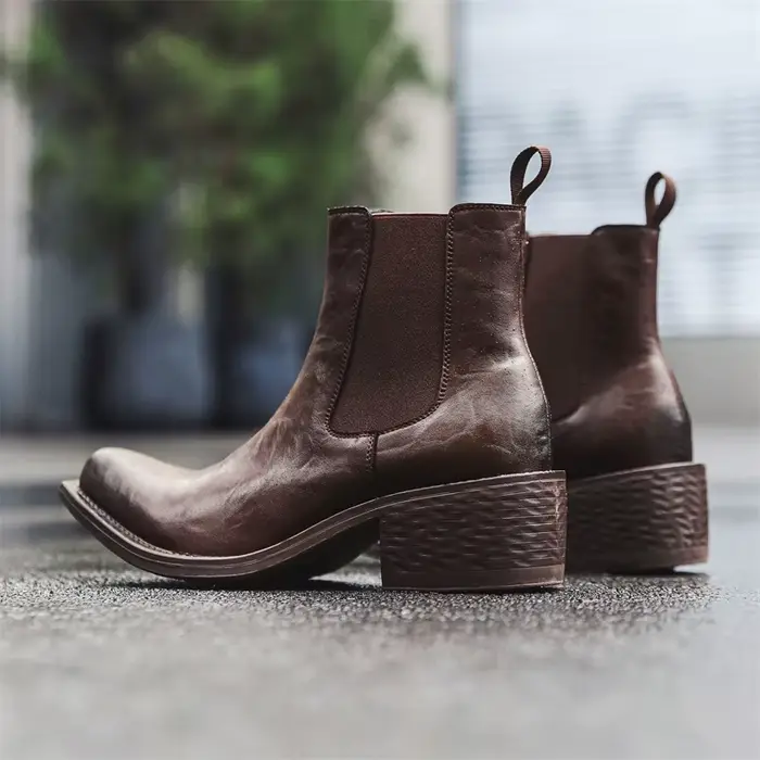 Grande taille hommes mode hip hop rock haute chelsea bottes noir marron bout pointu chaussures cowbo