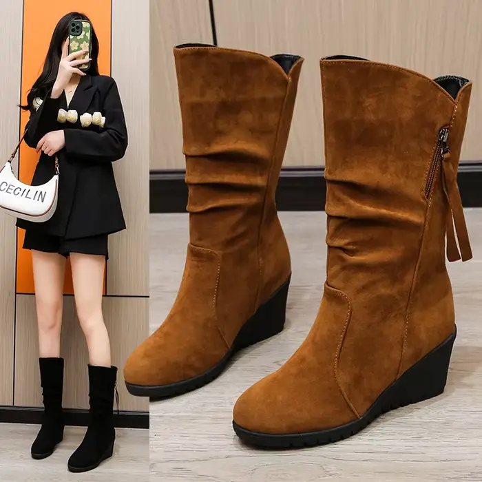 Bottes de rinçage compensées vintage pour femmes