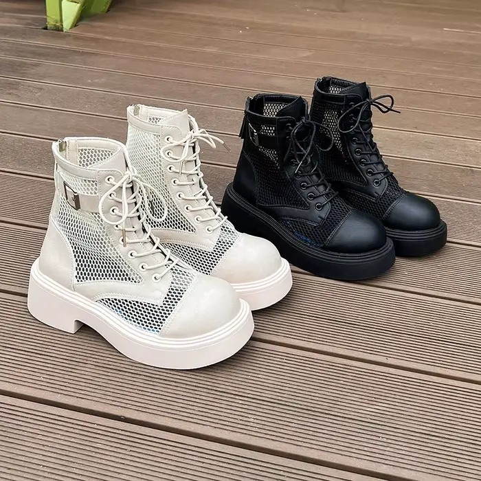 Nouvelles bottes montantes en résille style romain pour femmes polyvalentes et décontractées pour l'été occassions spéciales et tenues décontractées