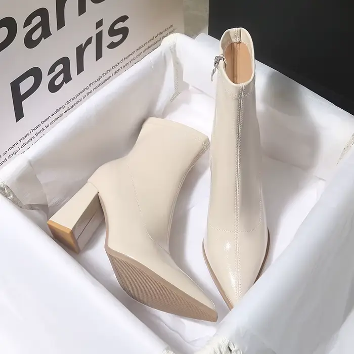 Bottines d'hiver en cuir verni pour femmes