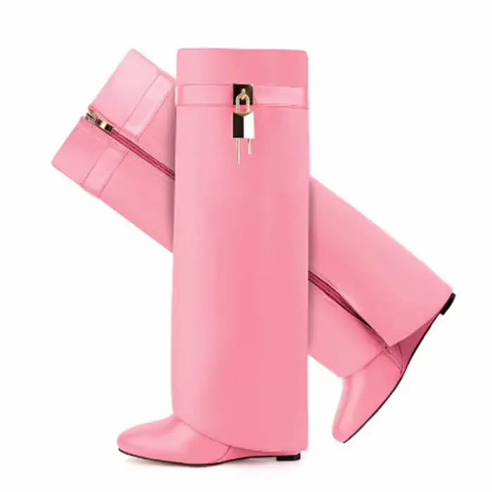 2025 automne hiver serrure bottes femmes concepteur genou