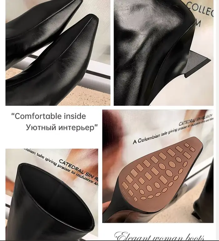Ods femmes mi-mollet bottes hautes élégant chaton talon chaussures printemps automne