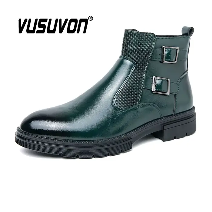 Mode hommes bottes zippées robe mocassins décontractés chaussures moto noir printemps automne pour fête affaires garçons grande taille 39-46