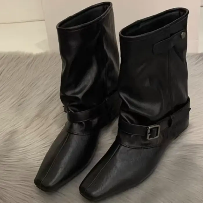 Bottes hautes compensées de styliste pour femmes, nouvelle niche d'automne avec décoration de boucle