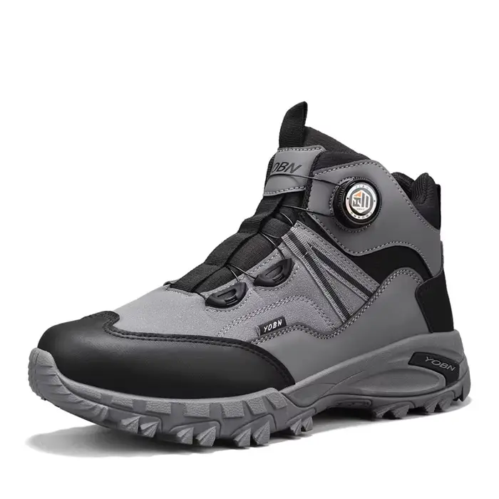 Boucle rotative hommes bottines confortables en cuir motards bottes hommes moto bottes haut plate-fo