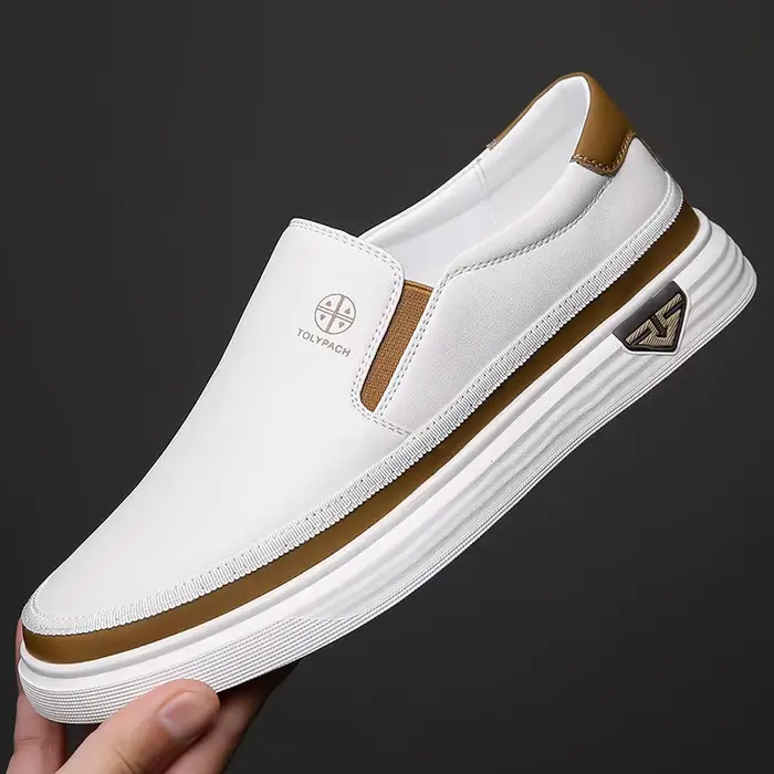 Chaussures en cuir faites à la main pour hommes chaussures décontractées de luxe mocassins blancs po