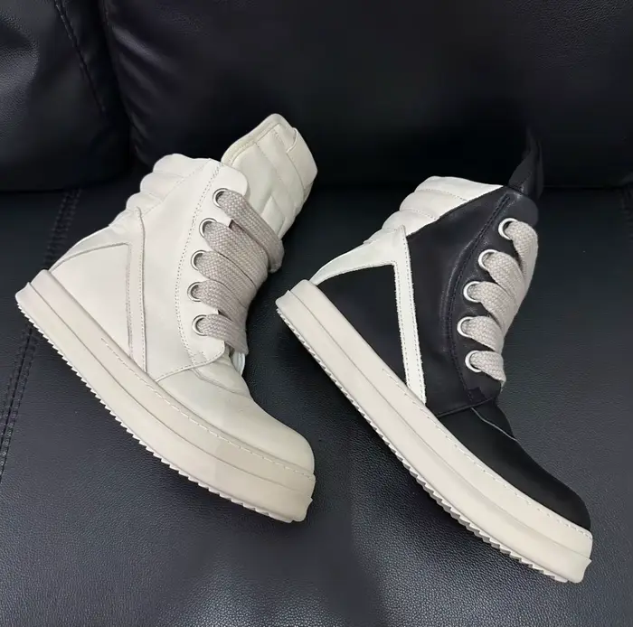 Ro luxe hommes chaussure bottes en cuir noir extérieur haut chaussures décontractées Jumbo dentelle Sneaker fermeture éclair femmes baskets daim bottine