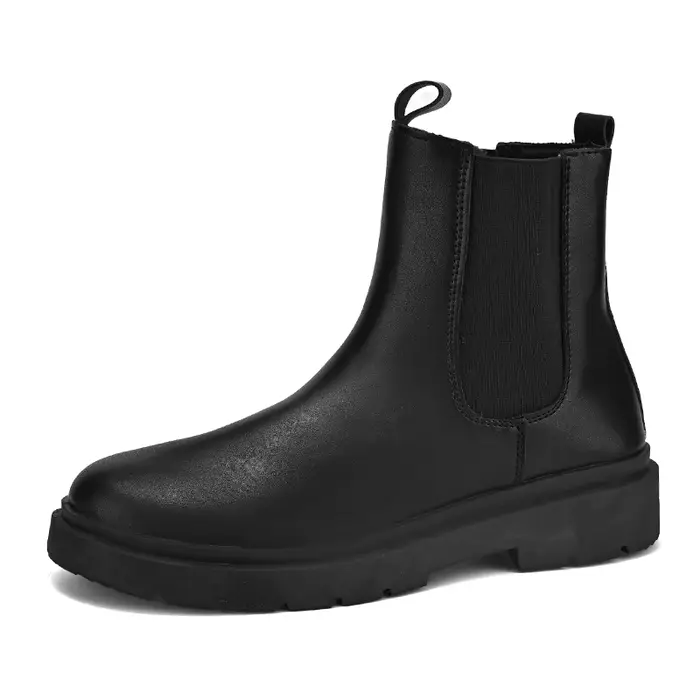 Bottes Chelsea pour hommes, style britannique, automne/hiver, couleur unie, cuir souple, bottes fonc