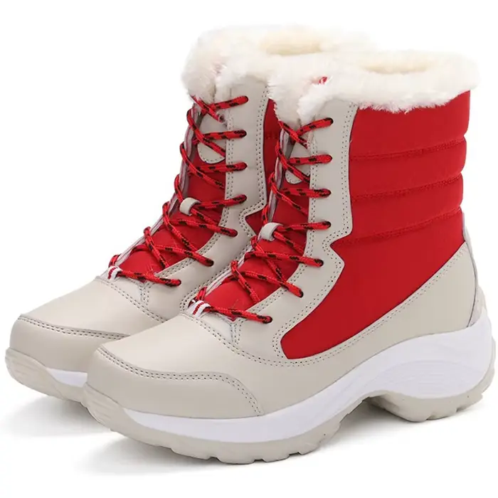 Bottes femme bottes de fourrure légères talons cheville chaussures d'hiver femme mode plate-forme bl