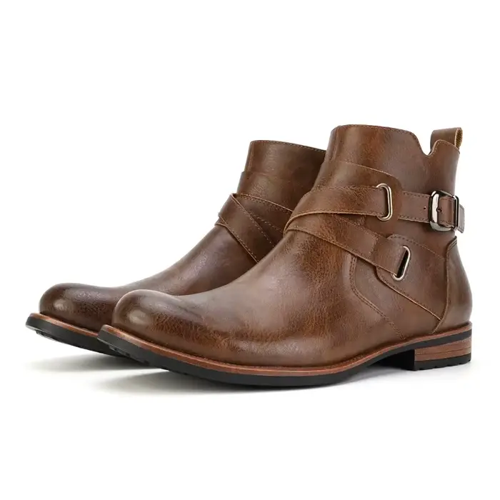 Hommes bottes de luxe en cuir britannique bottes mode haut Chelsea botte rétro fermeture éclair bott