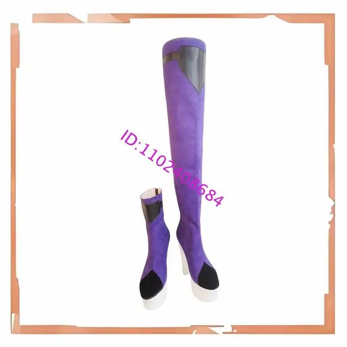 Bottes à talon épais asymétriques violettes à plateforme haute