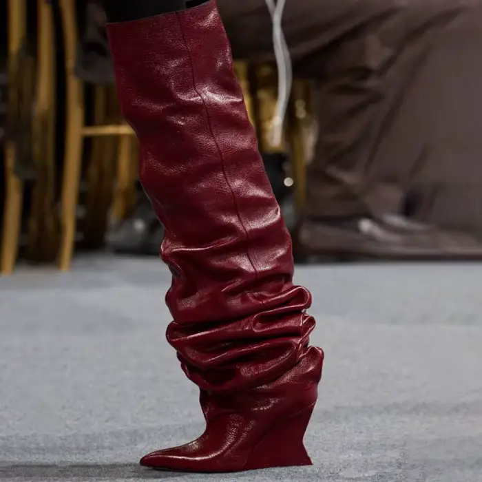 2025 femmes talon compensé 7.5 cm talons hauts longueur au genou bottes Cool