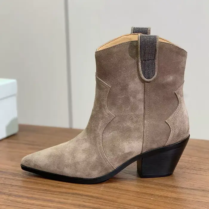 Bottes mi-mollet à talons hauts épais pour femmes
