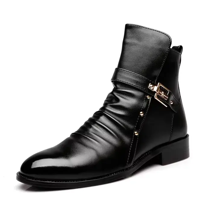 Bottes Chelsea de luxe pour hommes, bottes à bout pointu, chaussures d'affaires décontractées de hau