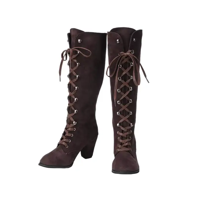 Bottes hautes gothiques en daim pour femmes