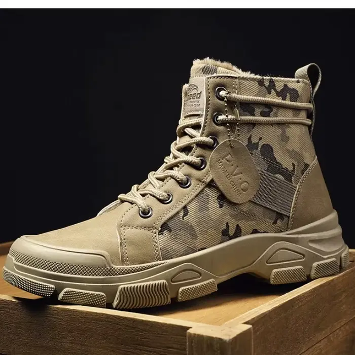 Chaussures pour hommes Camouflage bottes de travail montantes nouvelles baskets confortables