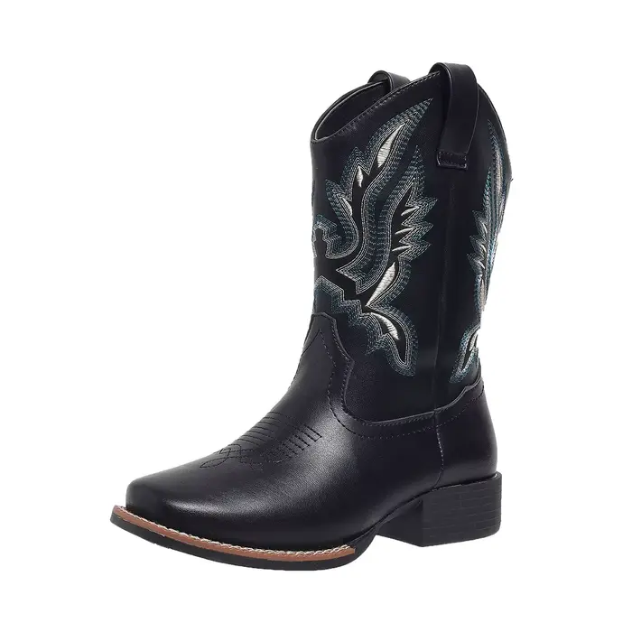Femmes mi-mollet bottes femme chaussures 4 cm bas talon carré broderie pays botte