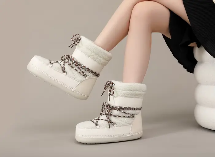 Bottes d'hiver femmes mi-mollet bottes de neige en peluche résistant au froid antidérapant épaissir 