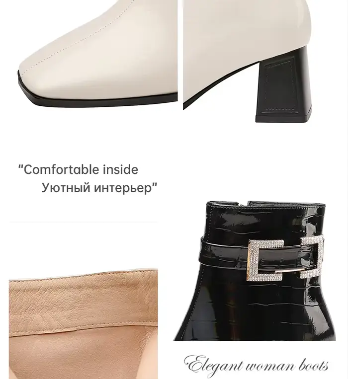Bottes courtes à talons optiques pour femmes, cuir verni, mi-mollet, talons élevés, hiver, élégance et confort pour vos sorties et journées quotidiennes