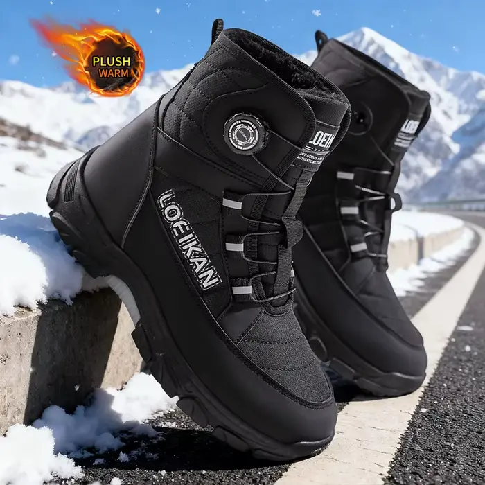 Bottes de neige pour hommes, chaussures résistantes à l'eau et antidérapantes, doublées en tissu en coton pour l'hiver, polyvalentes pour le travail et les loisirs