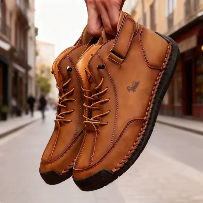 Bottes en cuir artificiel pour hommes, mocassins confortables et antidérapants pour printemps et automne, décontractés et résistants à l'eau, idéaux pour randonnées et occasions spéciales