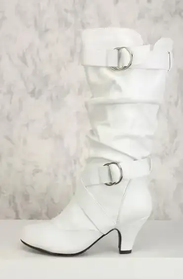 Bottes Sexy pour femmes mi-mollet nouvelle mode botte décontractée 3CM talon carré décoration en mét