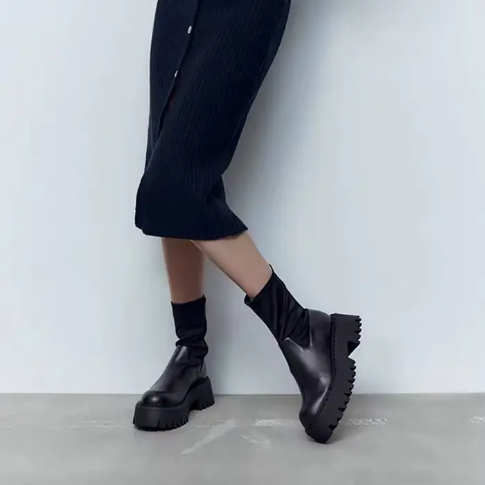 Bottes Chelsea de Luxe à Plateforme Femme Gothique Punk Élégantes Occasions Spéciales Automne Hiver 2023